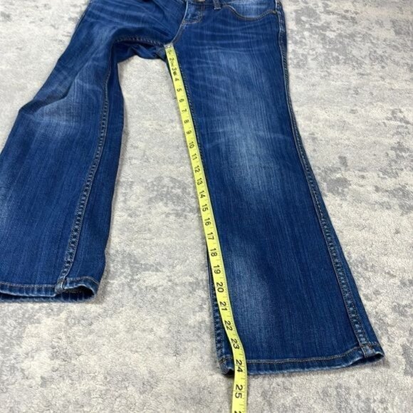 Pilcro & the Letterpress Stet Whiskered Blue Denim Jeans Crop Straight Sz 26 - Picture 6 of 11